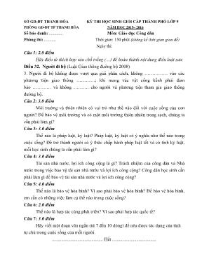 Đề thi học sinh giỏi cấp Thành phố môn Giáo dục công dân Lớp 9 - Năm học 2015-2016 - Phòng GD & ĐT Thanh Hóa (Có đáp án)